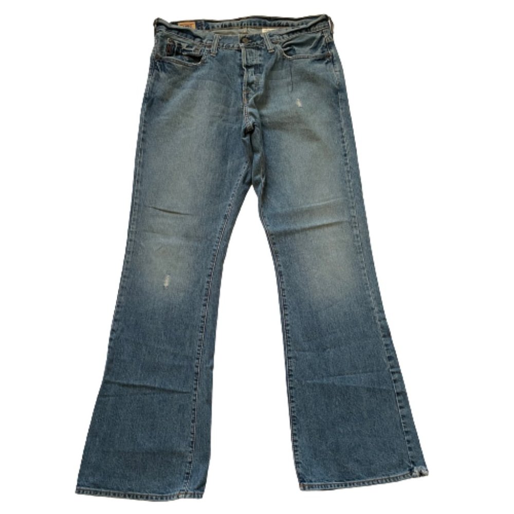 Abercrombie & Fitch Vintage 2001 Light Wash Flare Bottom Distress Jeans 34 x 34